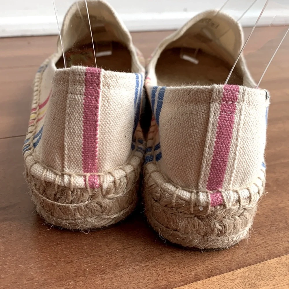 Soludos Shoes Stripe Rainbow Canvas Espadrilles Cream Multi 9 Beach Vacation